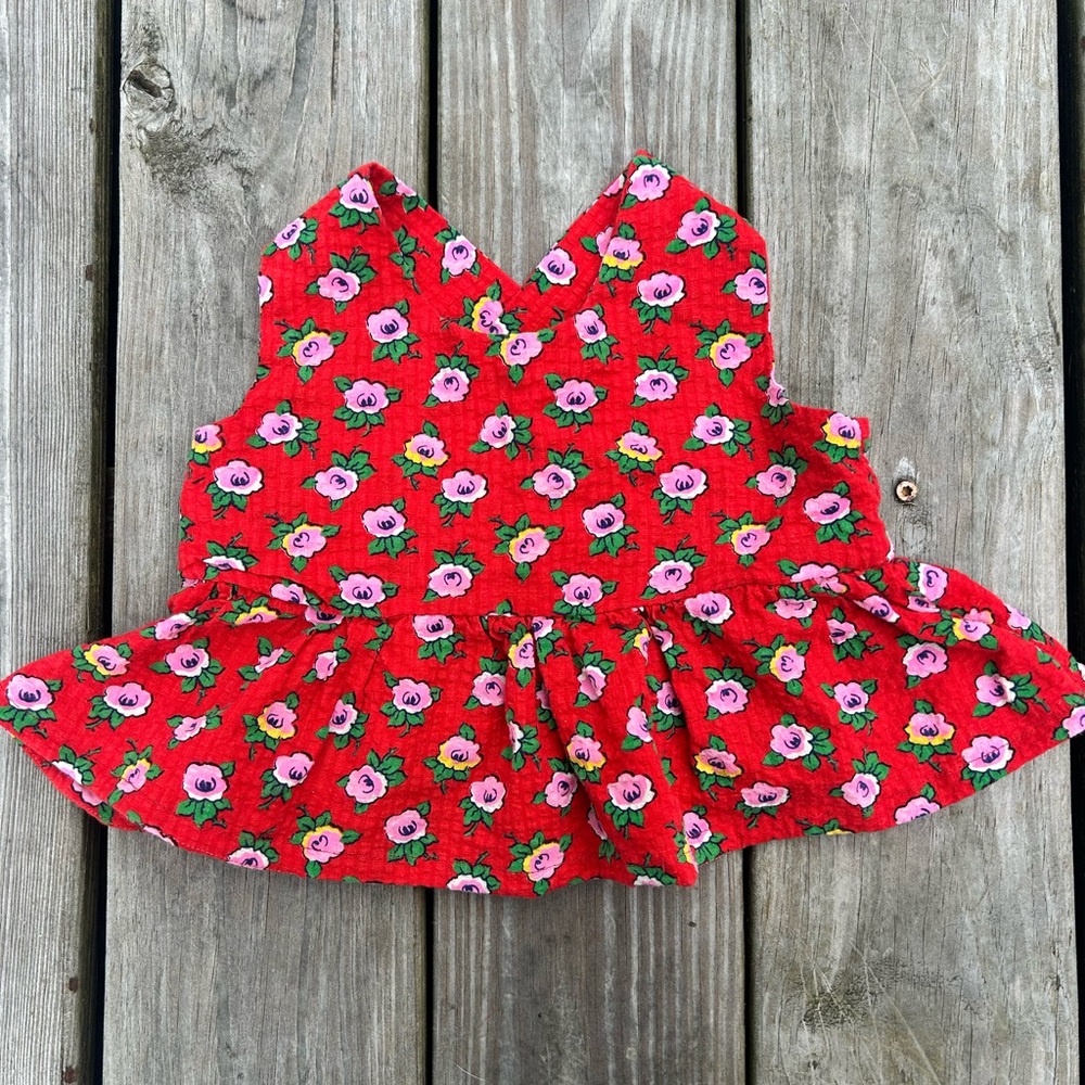 Floral Red Toddler Top Handmade
